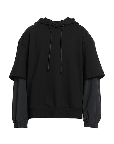 JUUN.J Hooded sweatshirt Black 100% Cotton, Polyester, Polyurethane