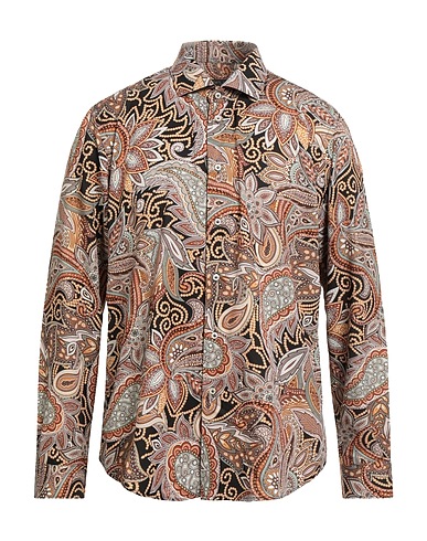 BRIAN DALES Camicia fantasia Cammello 94% Poliestere, 6% Elastan