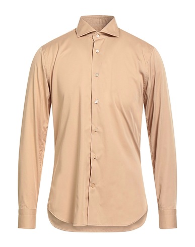 GUGLIELMINOTTI Solid color shirt Sand 100% Cotton
