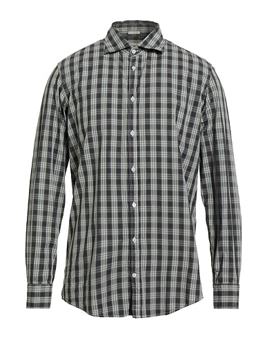 MASSIMO ALBA Checked shirt Dark brown 100% Cotton
