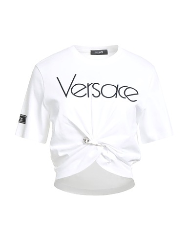 VERSACE Crop top White 100% Cotton, Polyester