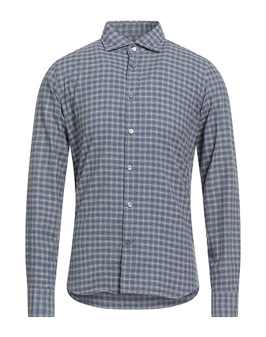 MASTRICAMICIAI Checked shirt Slate blue 100% Cotton