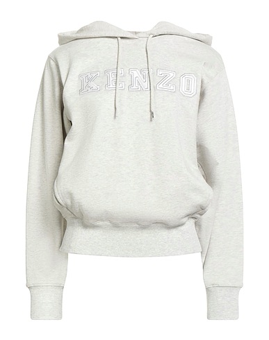 KENZO Hooded track jacket  Light grey 100% Cotton, Elastane