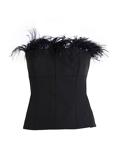 MARELLA Top Black 68% Polyester, 29% Viscose, 3% Elastane, Ostrich feathers