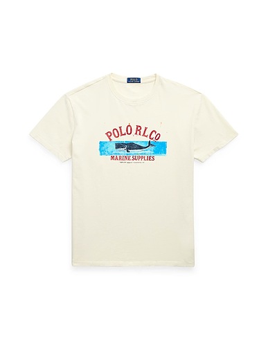 POLO RALPH LAUREN T-shirt CLASSIC FIT JERSEY GRAPHIC T-SHIRT
 White 100% Cotton