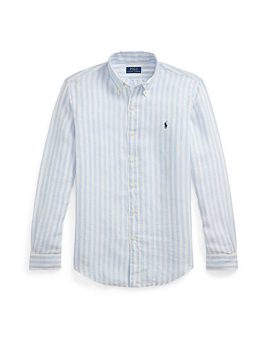 POLO RALPH LAUREN Linen shirt CUSTOM FIT STRIPED LINEN SHIRT
 Sky blue 100% Linen