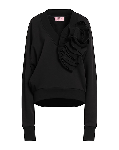 GINA GORGEOUS Sweatshirt Black 65% Cotton, 35% Polyester, Elastane