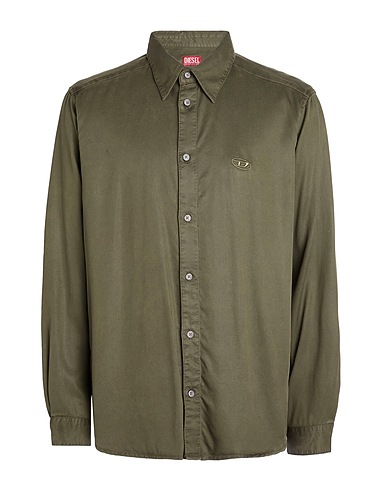 DIESEL Solid color shirt Military green 100% Lyocell