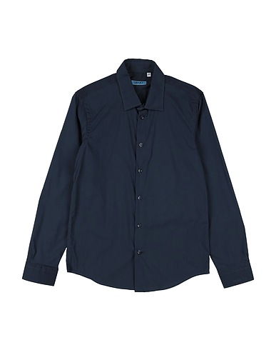 LIU •JO MAN Solid colour shirt Midnight blue 72% Cotton, 25% Polyamide, 3% Elastane