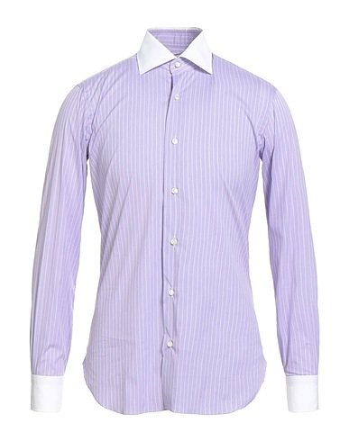 BARBA Napoli Striped shirt Lilac 78% Cotton, 18% Polyester, 4% Elastane