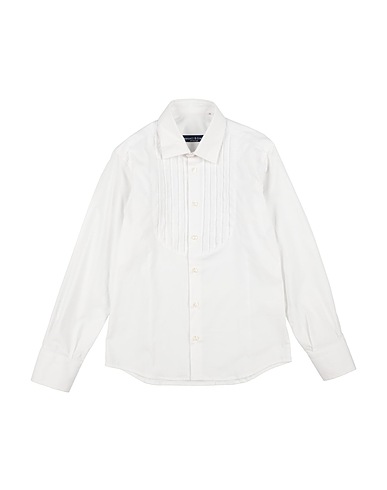 MANUELL & FRANK Solid colour shirt White 97% Cotton, 3% Elastane