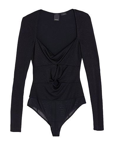 PINKO TOPWEAR Black 74% Polyamide, 26% Metallic fiber, Elastane