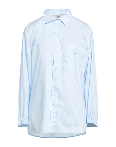 HERNO Solid color shirts & blouses Sky blue 100% Cotton