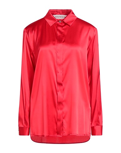 SHIRTAPORTER Solid colour shirts & blouses Red 94% Silk, 6% Elastane