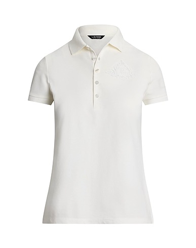 LAUREN RALPH LAUREN Polo shirt FLORAL-LOGO COTTON PIQUÉ POLO SHIRT
 White 96% Cotton, 4% Elastane