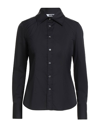 GRIFONI Solid colour shirts & blouses Black 75% Cotton, 20% Polyamide, 5% Elastane