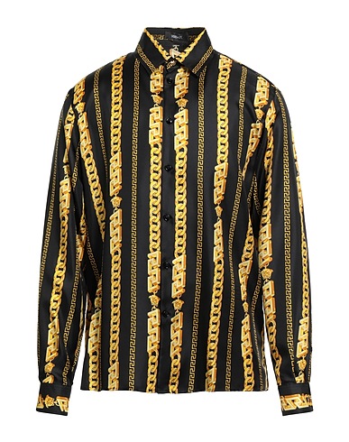 VERSACE Patterned shirt Black 100% Silk