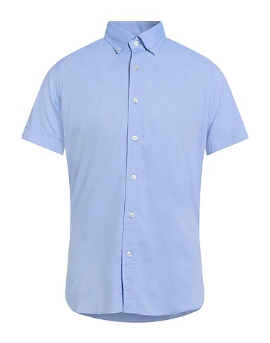 CARLO PIGNATELLI Solid color shirt Light blue 100% Cotton