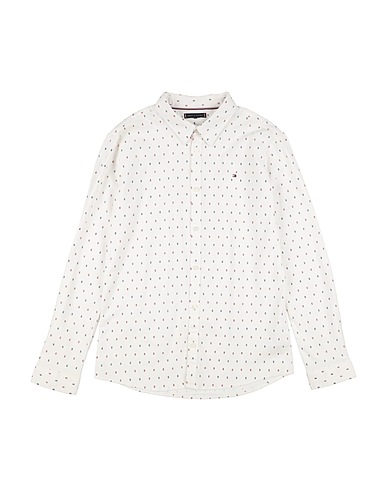 TOMMY HILFIGER Patterned shirt White 97% Cotton, 3% Elastane