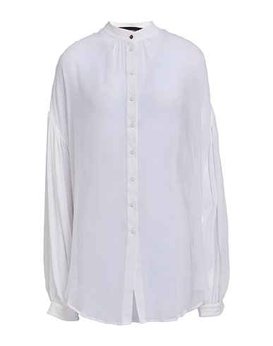 ISABEL BENENATO Solid color shirts & blouses White 78% Cotton, 22% Silk