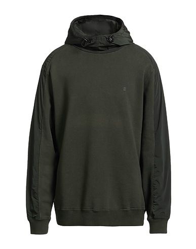 DONDUP Hooded sweatshirt Military green 100% Cotton, Polyamide, Elastane