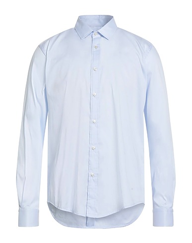 BRIAN DALES Solid colour shirt Sky blue 80% Cotton, 15% Polyamide, 5% Elastane