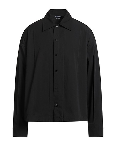 JACQUEMUS Solid colour shirt Black 65% Polyester, 35% Cotton