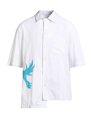 LANVIN Gestreiftes Hemd Weiß 100% Baumwolle, Perlmutt, Polyester