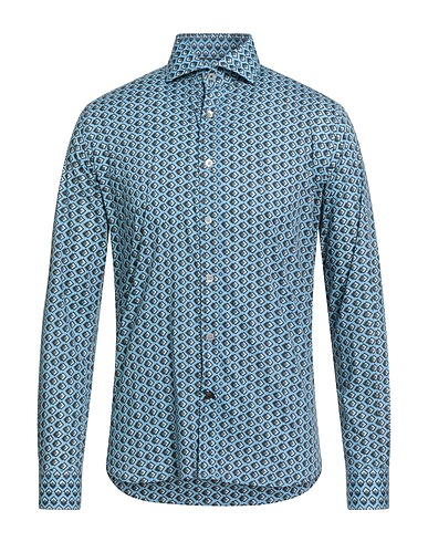 ALLEY DOCKS 963 Patterned shirt Sky blue 97% Cotton, 3% Elastane