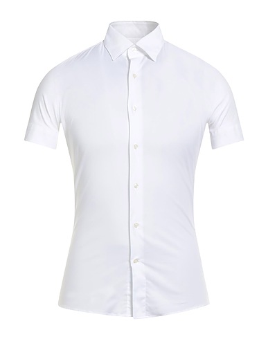CARLO PIGNATELLI Solid colour shirt White 97% Cotton, 3% Elastane