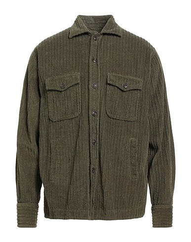 TINTORIA MATTEI 954 Solid colour shirt Military green 100% Cotton