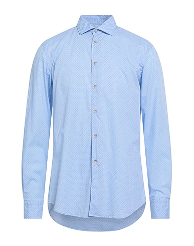 SALI & TABACCHI Patterned shirt Light blue 100% Cotton