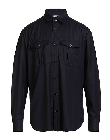 PT Torino Solid colour shirt Midnight blue 93% Virgin Wool, 7% Silk