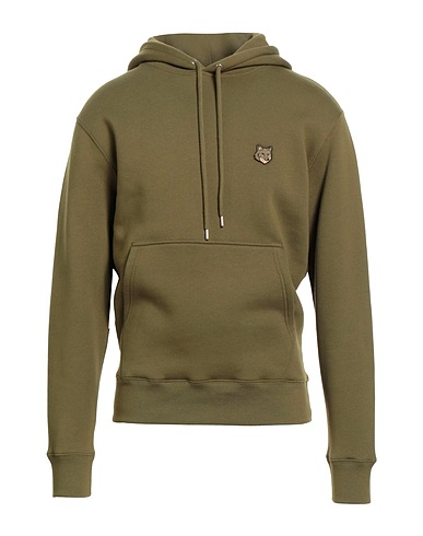 MAISON KITSUNÉ Hooded track jacket  Military green 100% Cotton