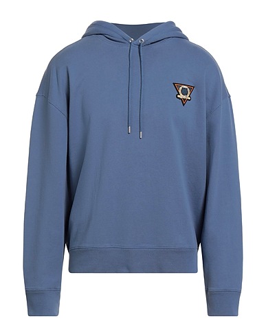 MAISON KITSUNÉ Hooded track jacket  Slate blue 100% Cotton