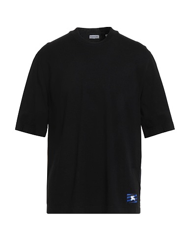 BURBERRY Basic T-Shirt Black 100% Cotton, Elastane