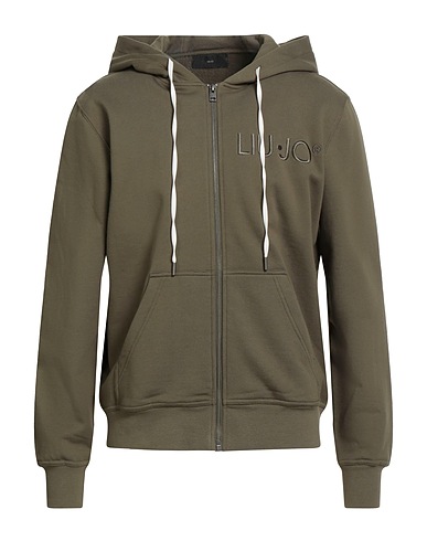LIU •JO MAN Hooded track jacket  Military green 100% Cotton