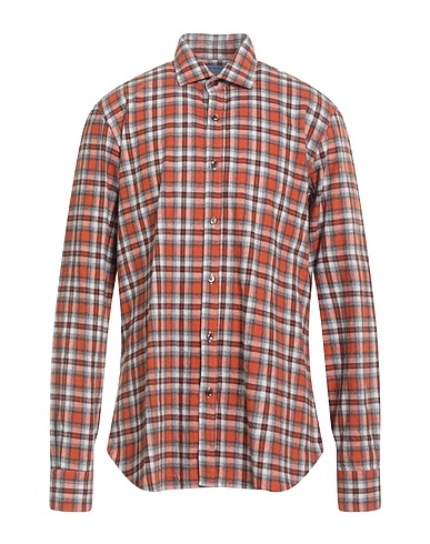 BARBA Napoli Checked shirt Rust 100% Cotton