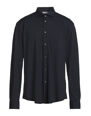 BRIAN DALES Solid colour shirt Midnight blue 86% Polyamide, 14% Elastane