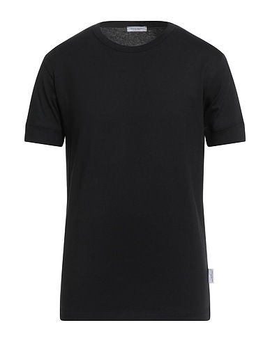 PAOLO PECORA Basic T-Shirt Black 50% Cotton, 50% Modal