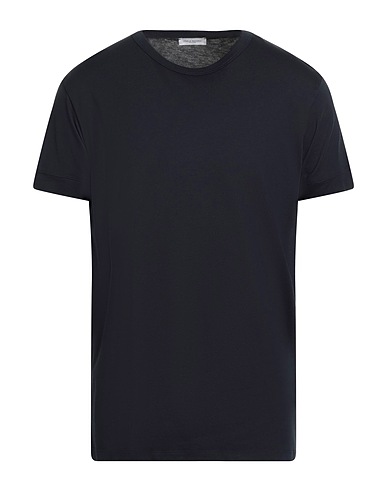 PAOLO PECORA Basic T-Shirt Midnight blue 50% Cotton, 50% Modal
