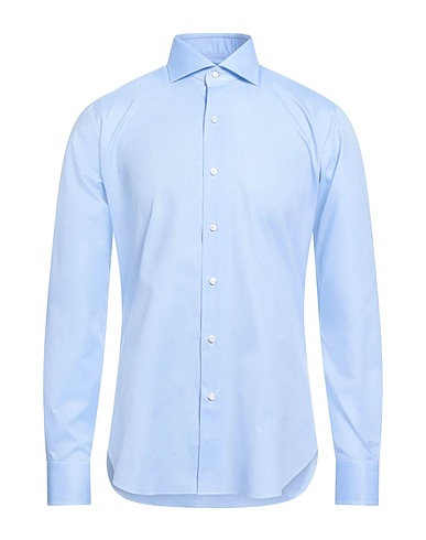 BARBA Napoli Solid color shirt Sky blue 100% Cotton