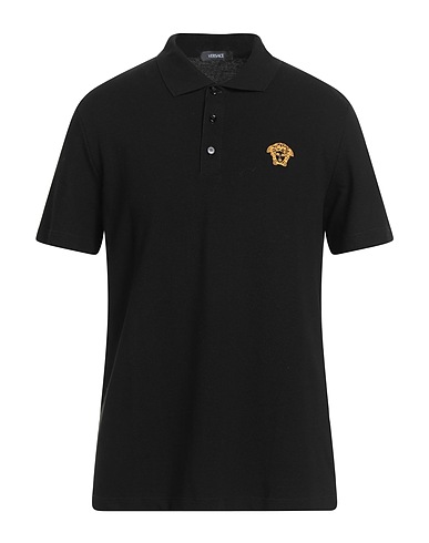 VERSACE Polo shirt Black 100% Cotton, Viscose, Polyester
