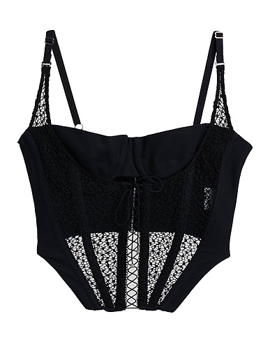 DION LEE Top Nero 98% Cotone organico, 2% Elastan, Viscosa, Poliammide