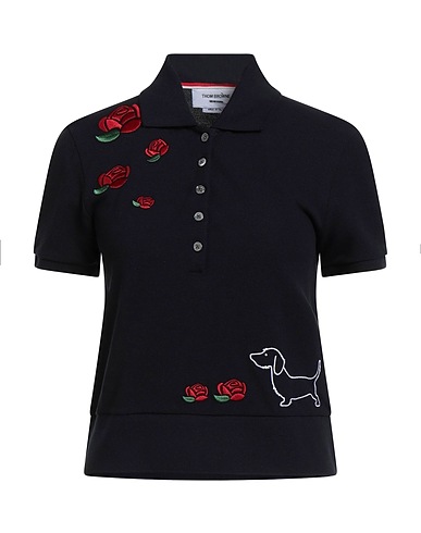 THOM BROWNE Polo Blu notte 100% Cotone