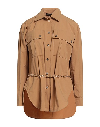 MAJE Solid colour shirts & blouses Camel 97% Cotton, 3% Elastane, Aluminium