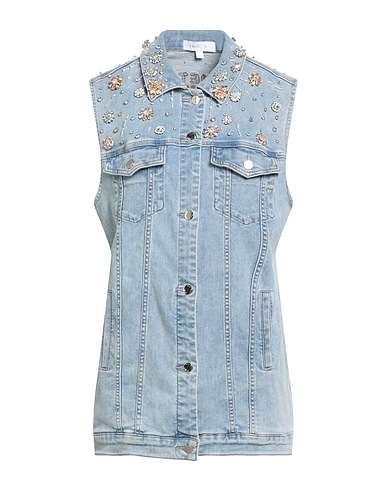 MET JEANS Denim jacket Blue 91% Cotton, 7% Polyester, 2% Elastane