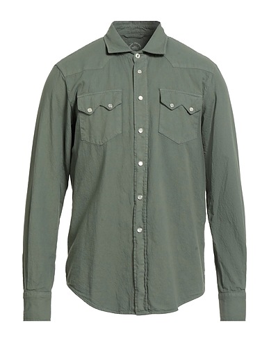 ROŸ ROGER'S Solid colour shirt Military green 100% Cotton