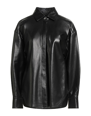 MOORER Solid colour shirts & blouses Black 100% Leather