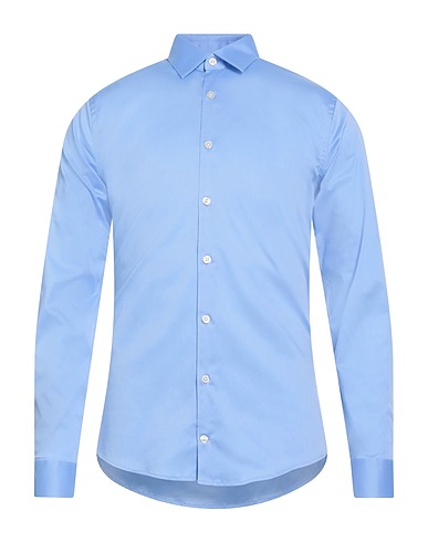TIGER OF SWEDEN Solid color shirt Light blue 66% Cotton, 30% Polyamide, 4% Elastane